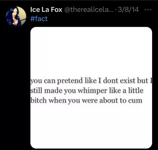I wonder who pissed of ice ice la fox