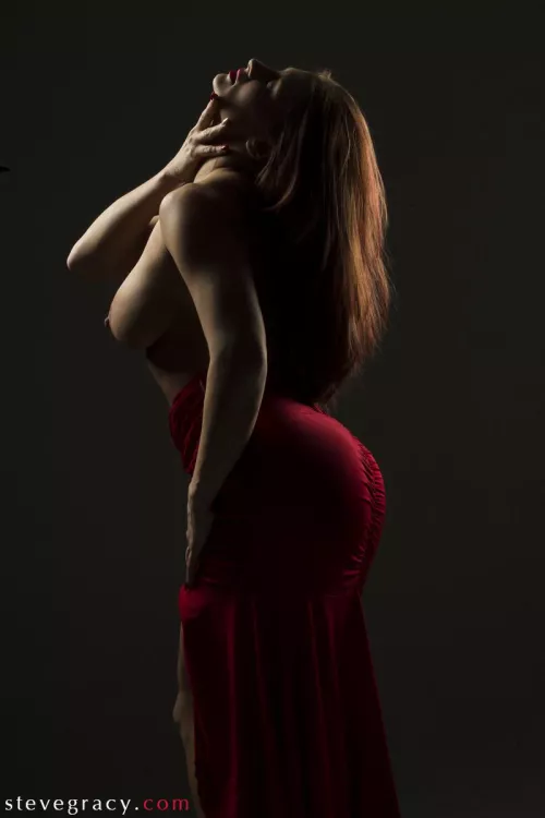 Kristie in elegant red dress