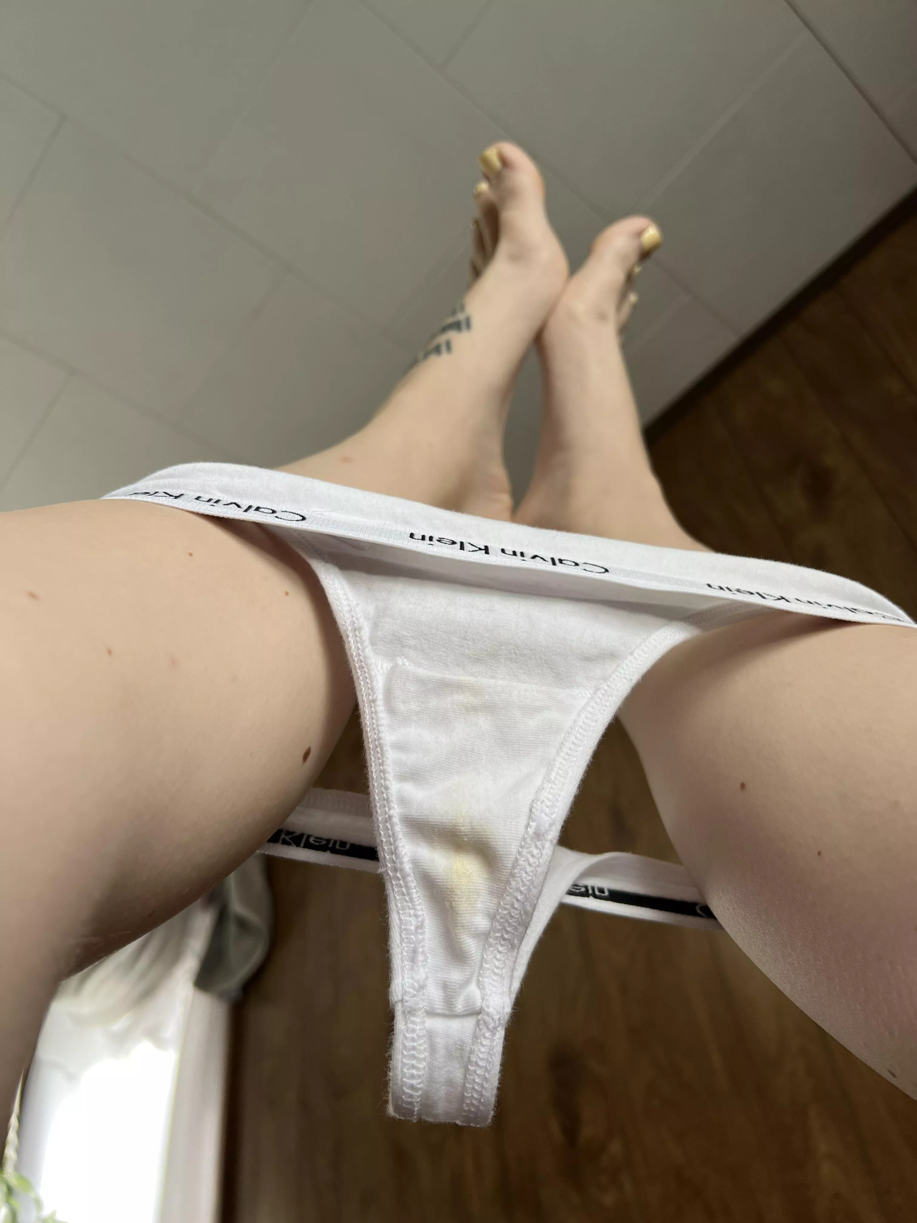 White Gusset Turning Yellow In My Dirty White Calvin Klein Thong