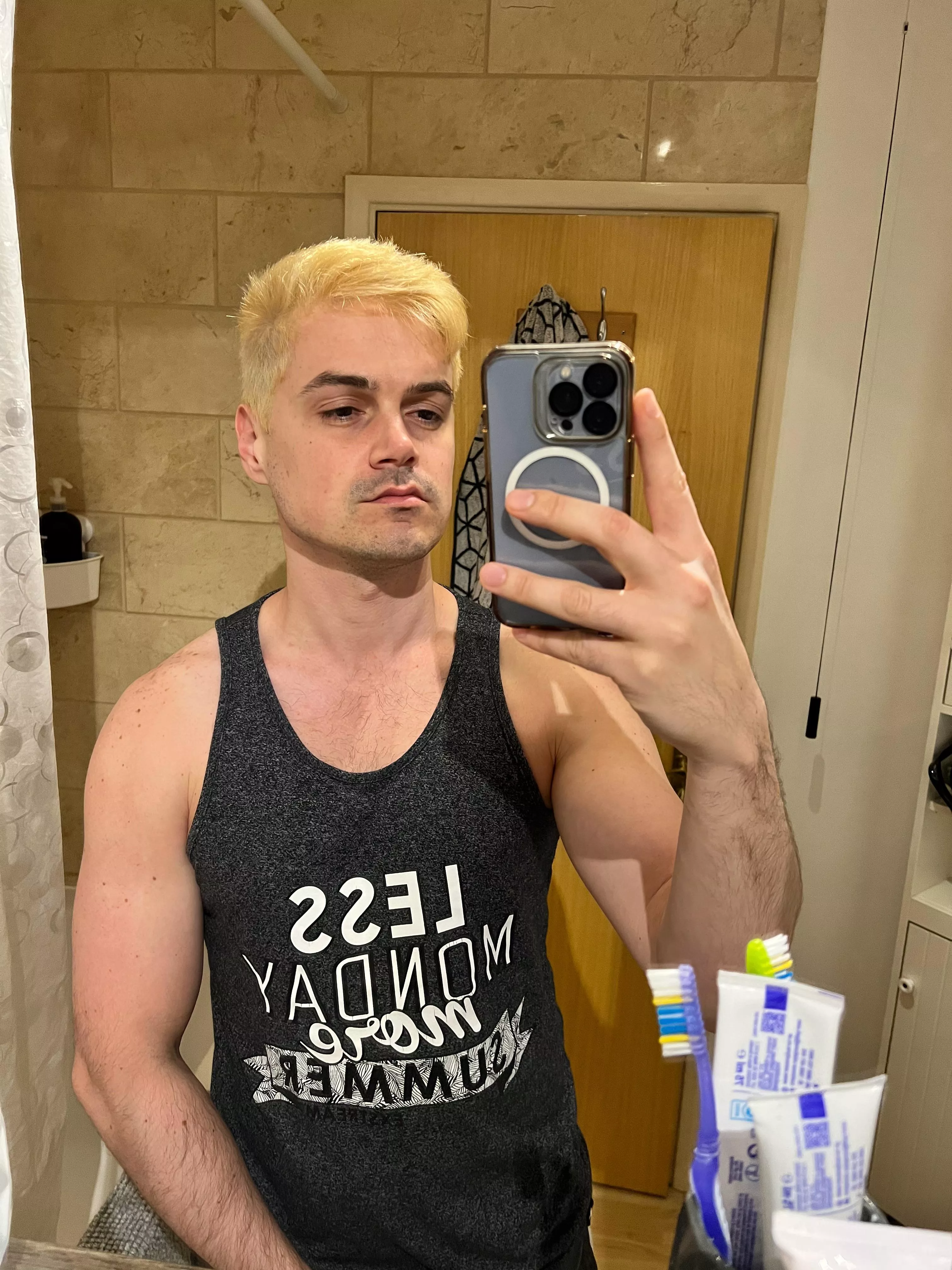 Bleached to go blue, been told bleached suits me.