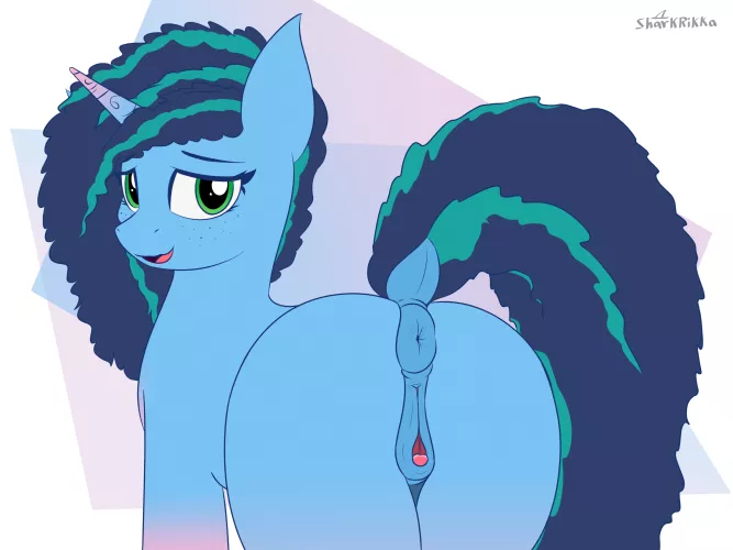 Cute lil blue anxious pony (by: SharkRikka (me))