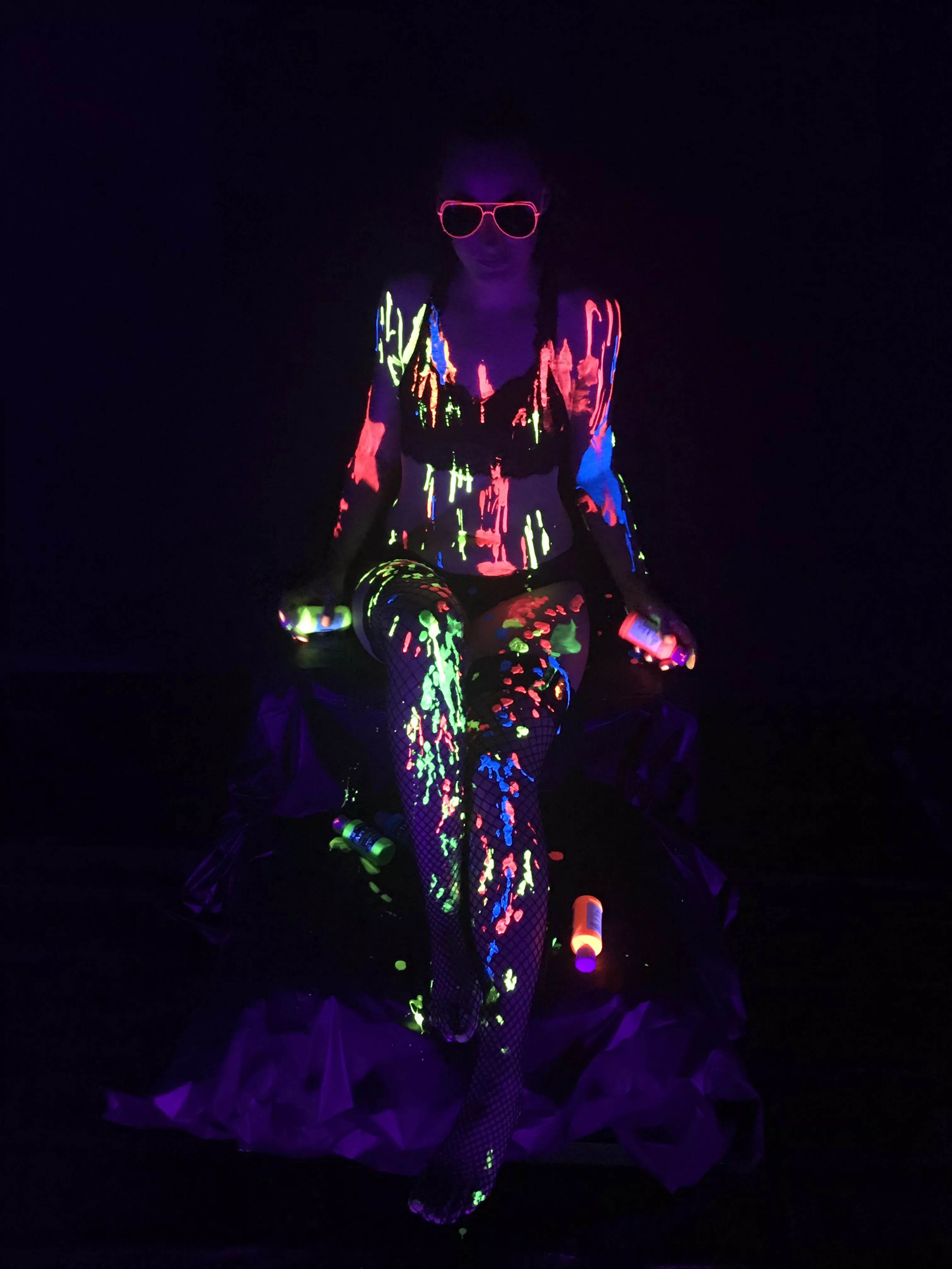 getting wet and messy with UV reactive paint