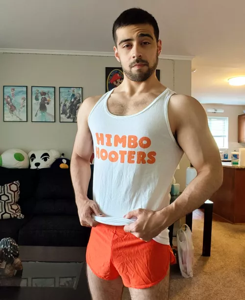 I feel like everyone owns that Himbo or Femboy Hooters tank.... Anyways here's mine.