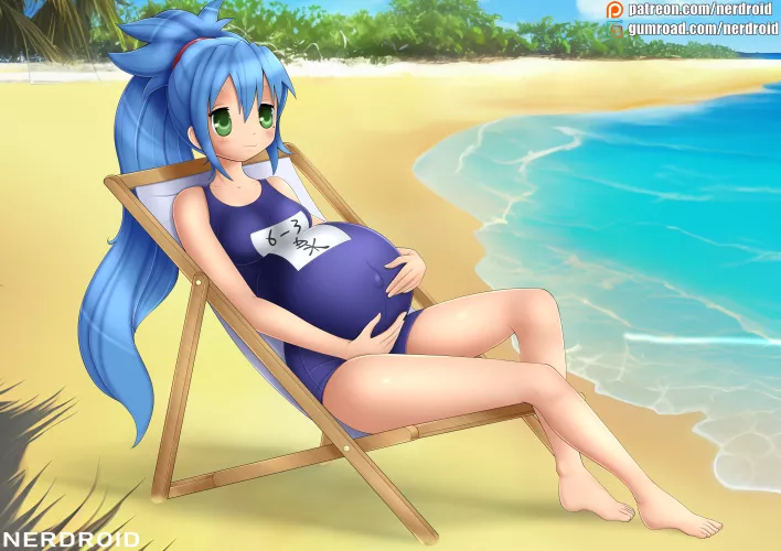 Konata from Lucky Star is relaxing on the beach - Made on commission(NerDroid)