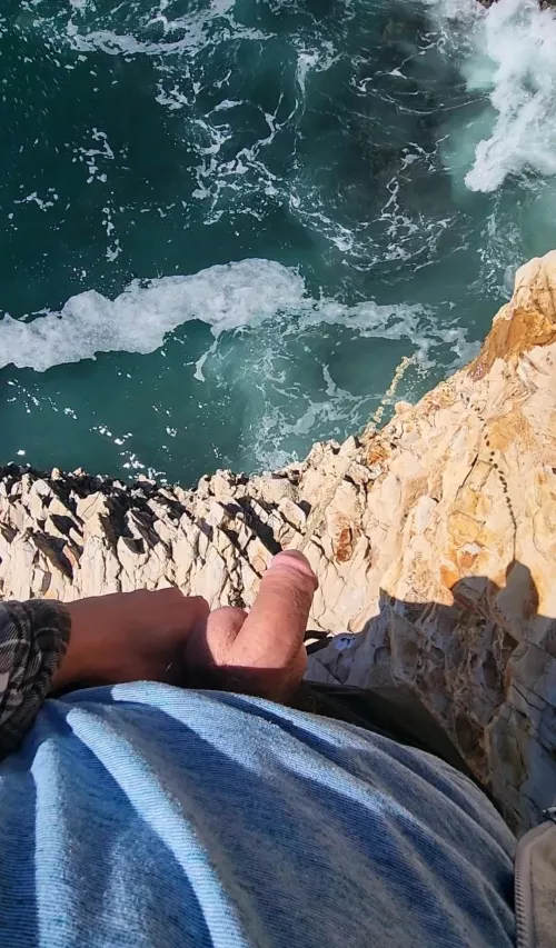 Pissing off a cliff