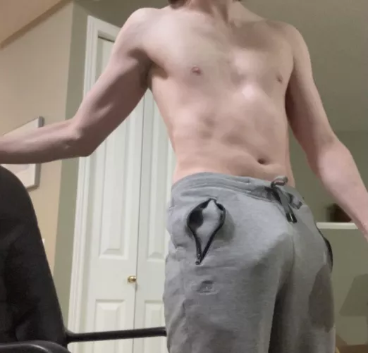 Hard to hide in my grey sweatpants