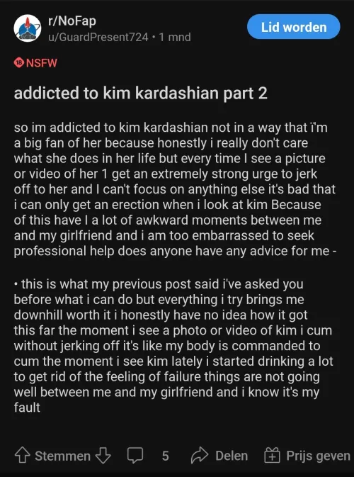 I get that he finds kim attractive but this guy has a real problem