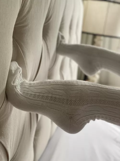 My tiny size 6’s in my favorite thigh high socks 🫦