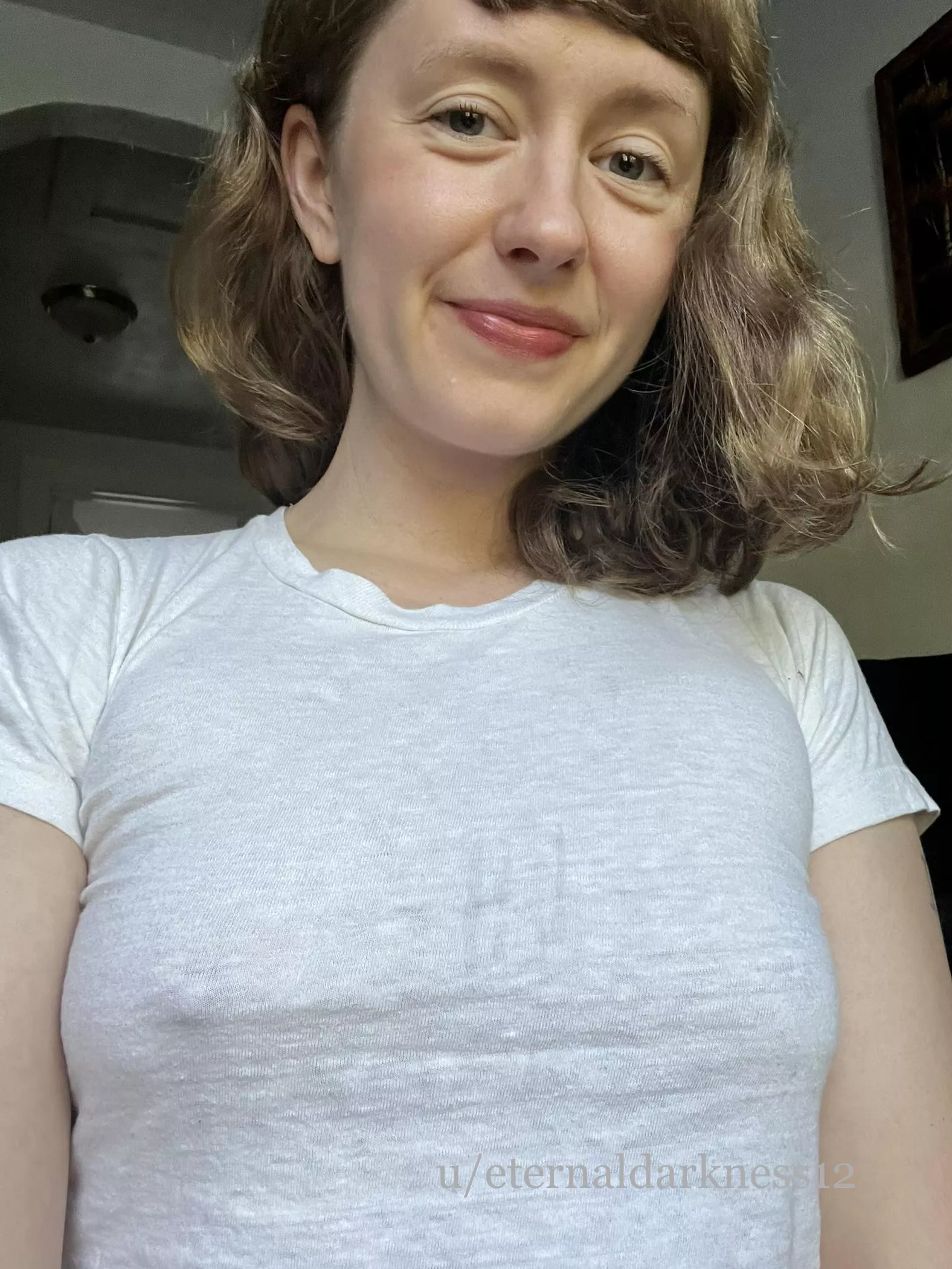 You’d be able to see a bra through this shirt so I simply cannot wear one!