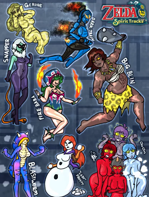 Idk if this really belongs here but heres some art I made of some Zelda Spirit tracks enemies as sexy waifus; Art Made by Me - Art inspired by Minus8