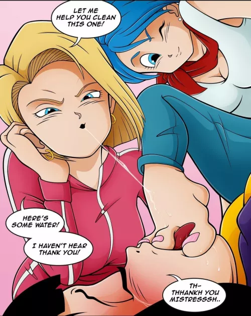 18, Bulma, and Chi-Chi foot worship (Sumguy) [Dragonball Super]