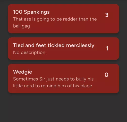 Any suggestions for new punishments for Sir to give me?