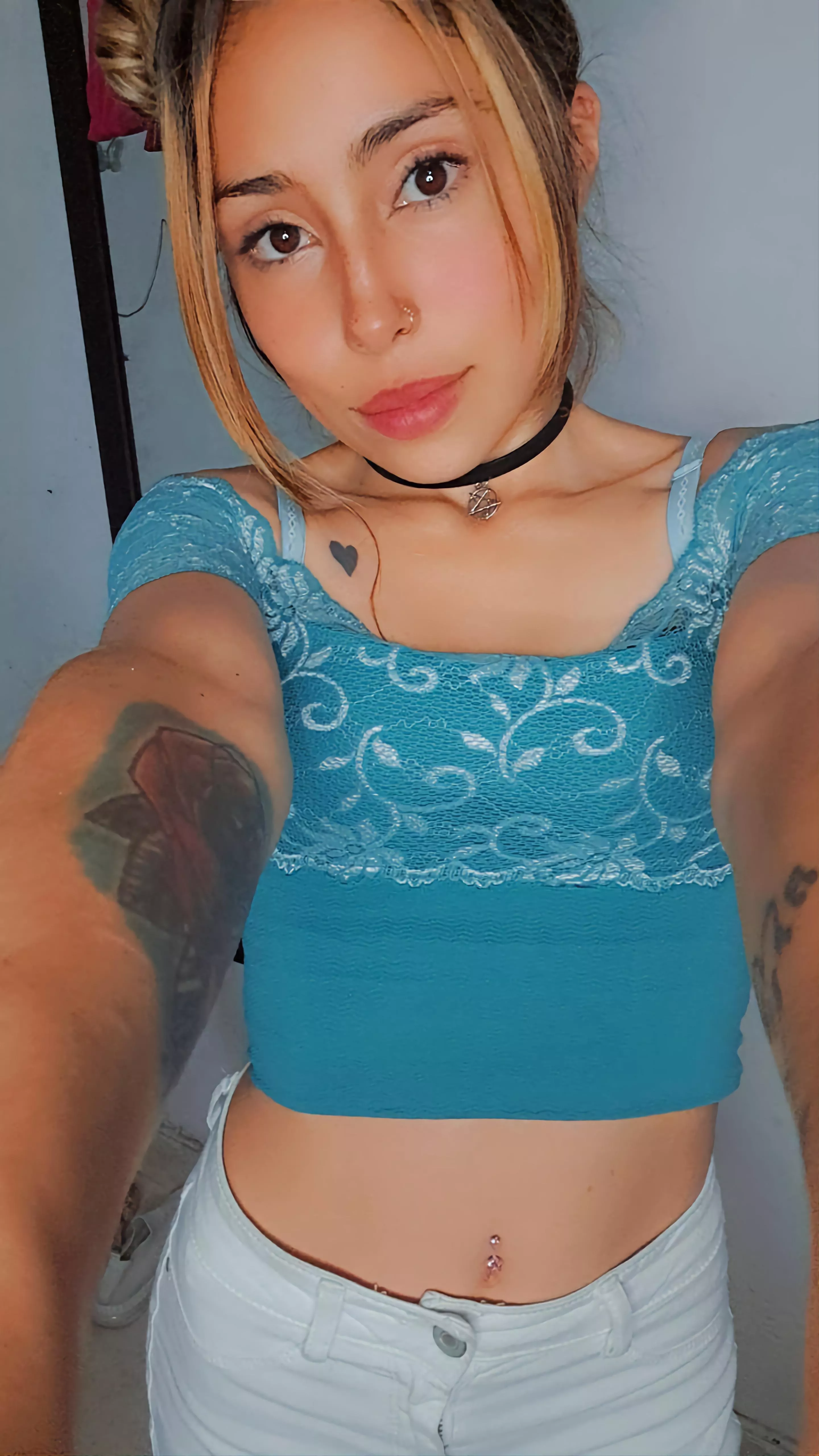Blue Croptops Combined With A Colombia Means Perfection