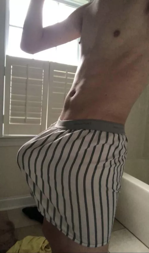 Called for breakfast but my bulge won’t go down. Morning wood…