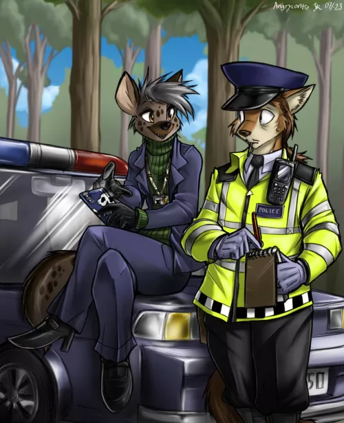 Rookie detective and Police Officer (art by me)