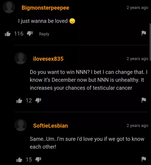 SoftieLesbian is attracted to Bigmonsterpeepee.