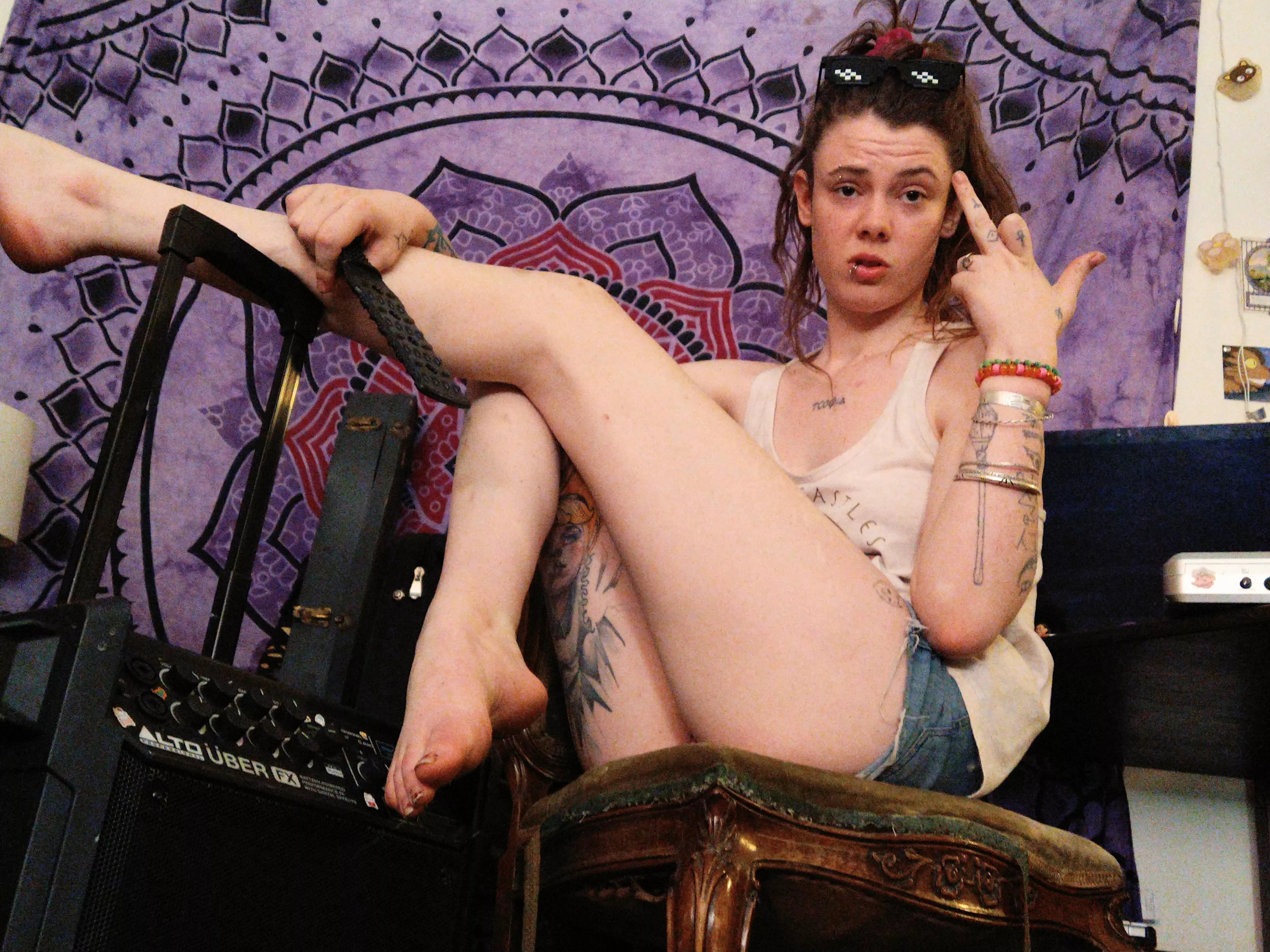 Suck the sweat off my dirty toes you bottom-feeding bitch.