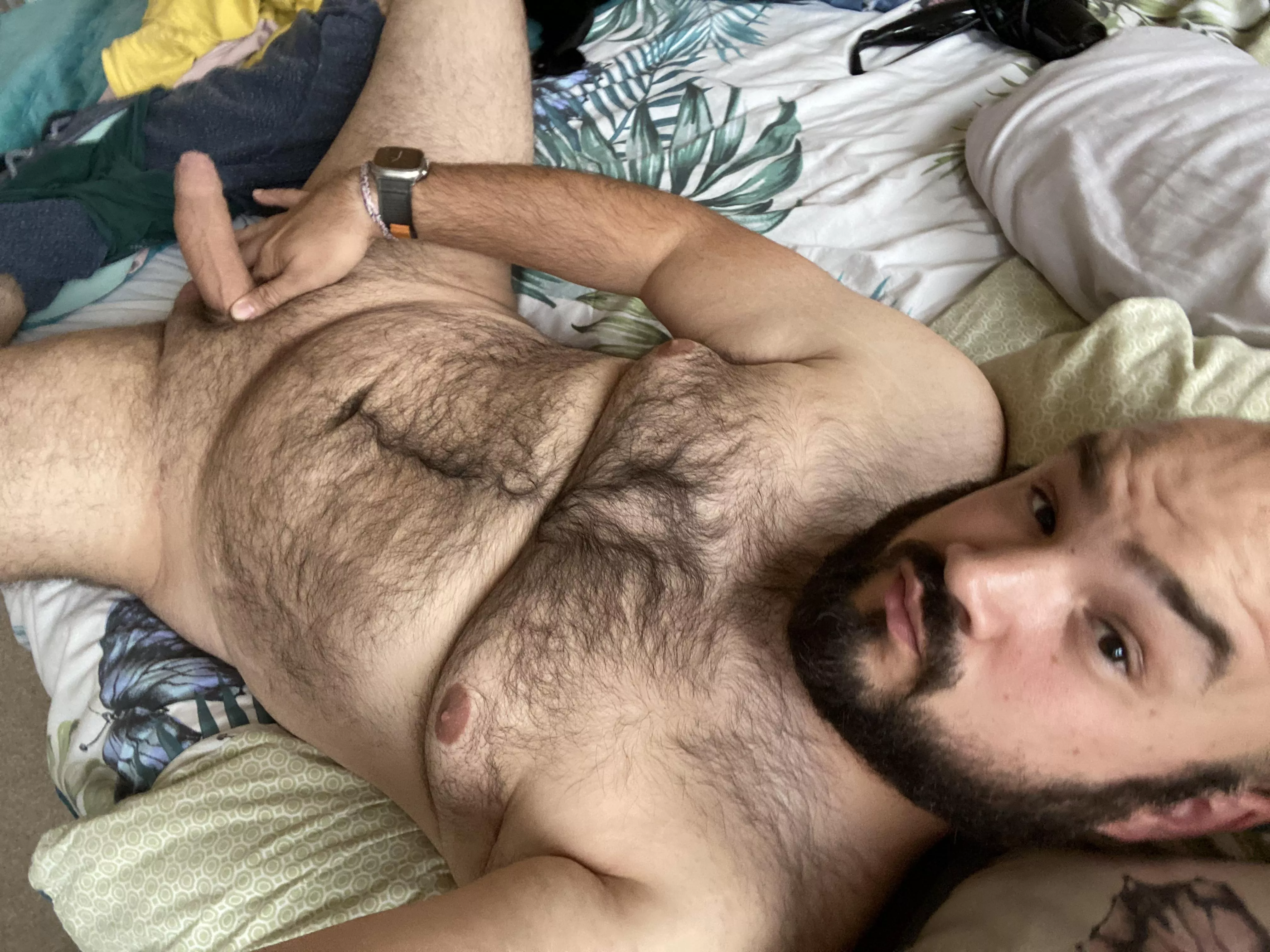 (37) You can start by running your fingers through my chest hair, then what?