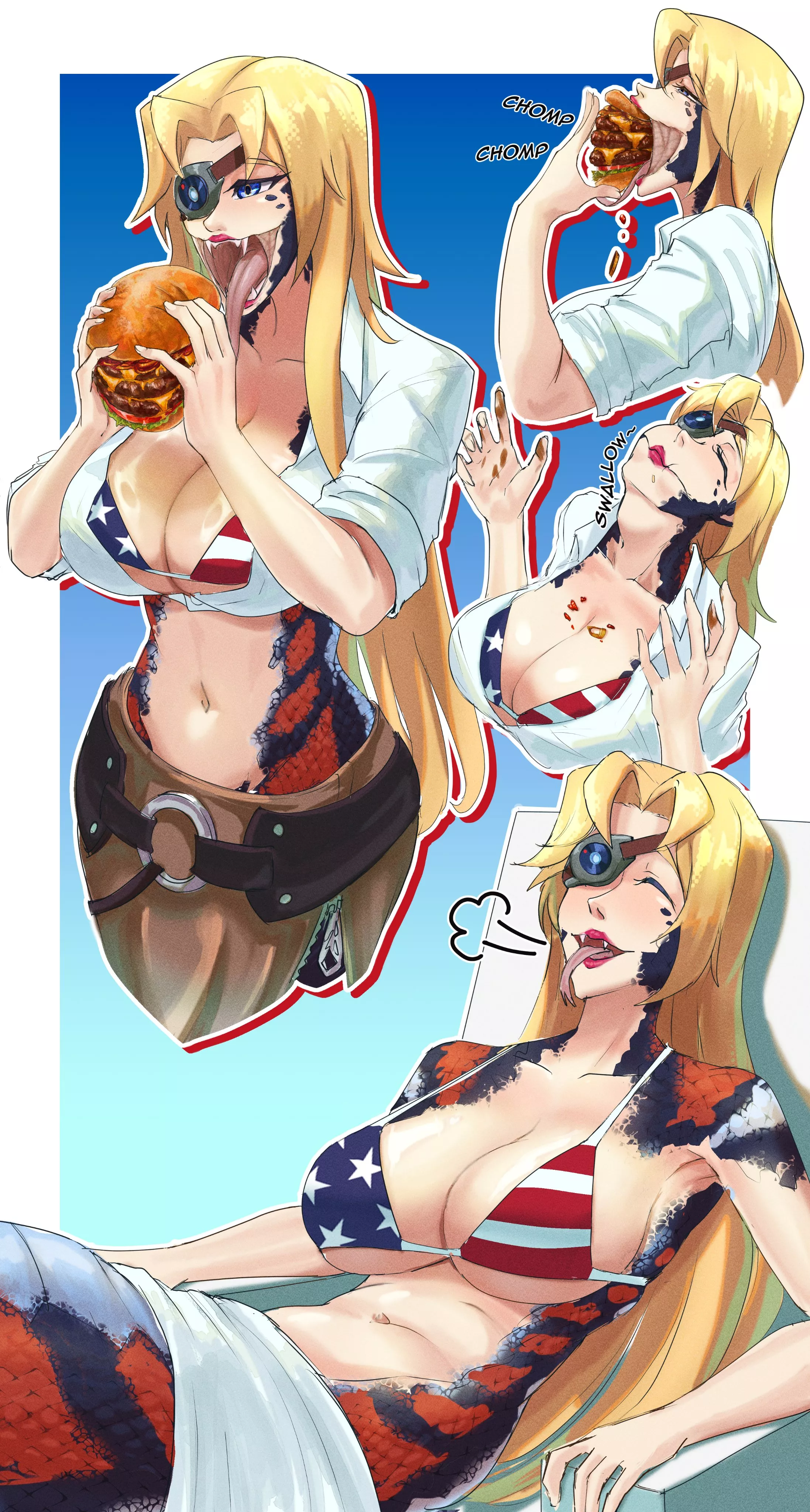 Olivia enjoying a burger (PennPerun)