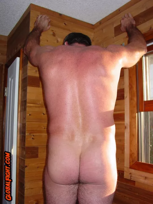 Hairy Muscle Man Ass Taint Strong Nude Back
