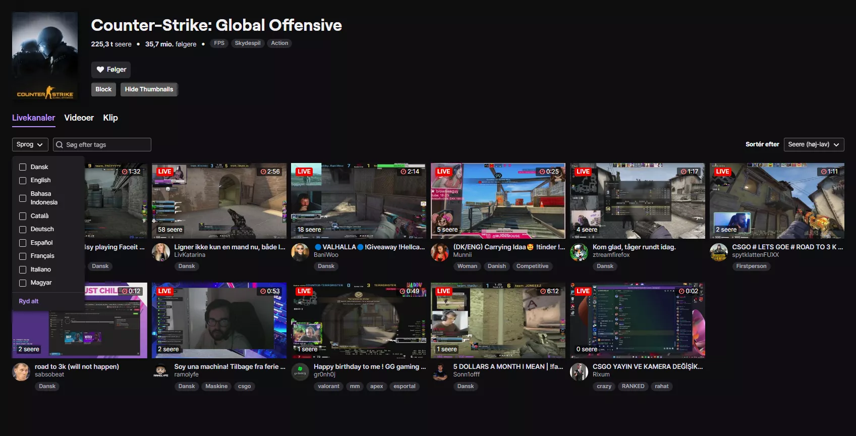 I can only see streamers in my language on twitch. I can't find out how to enable it so I can see everyone, does anyone know? It is the same for all games and the frontpage:/