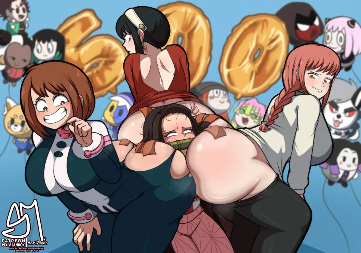 Uraraka, Yor, Makima and Nezuko (SemiDraws) nudes by Ricky190
