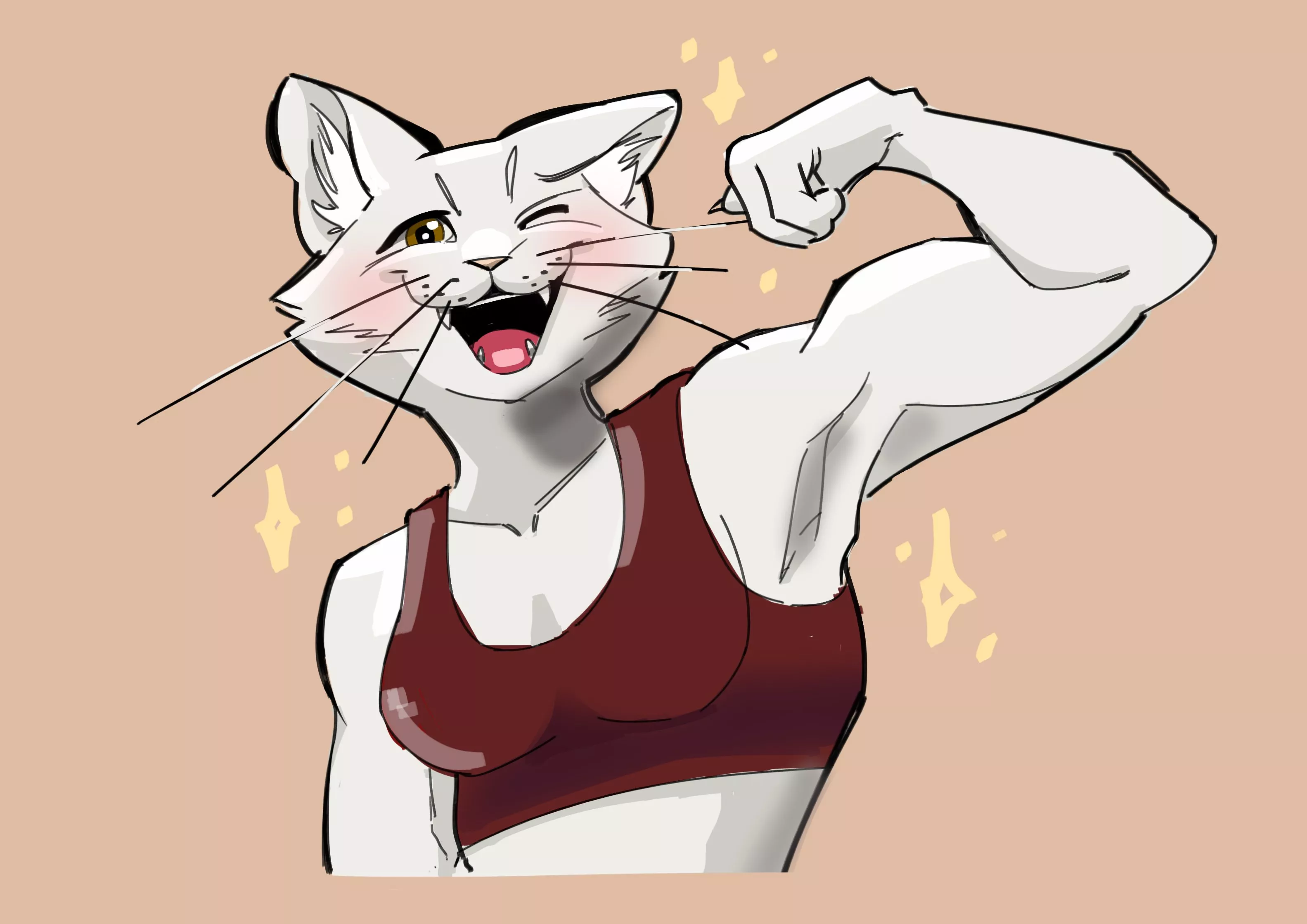Your local musclemommy Elisa after smashing weights at the gym! (art by me)