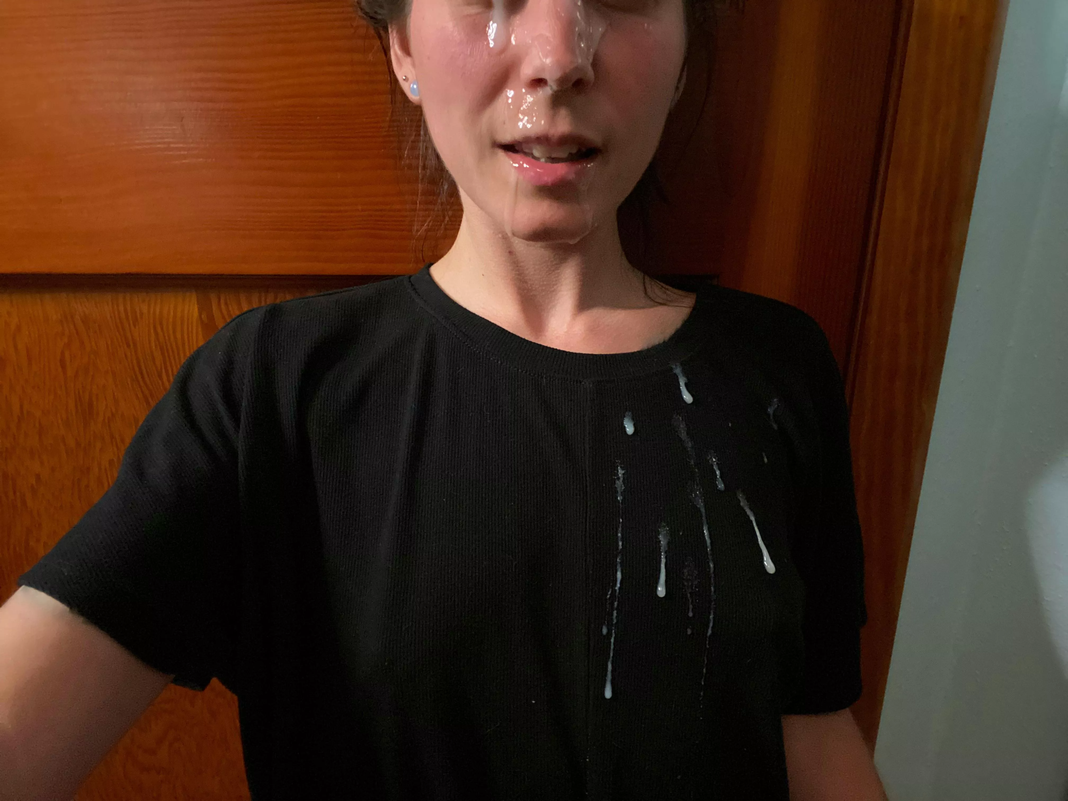 Cum against black tops always looks good