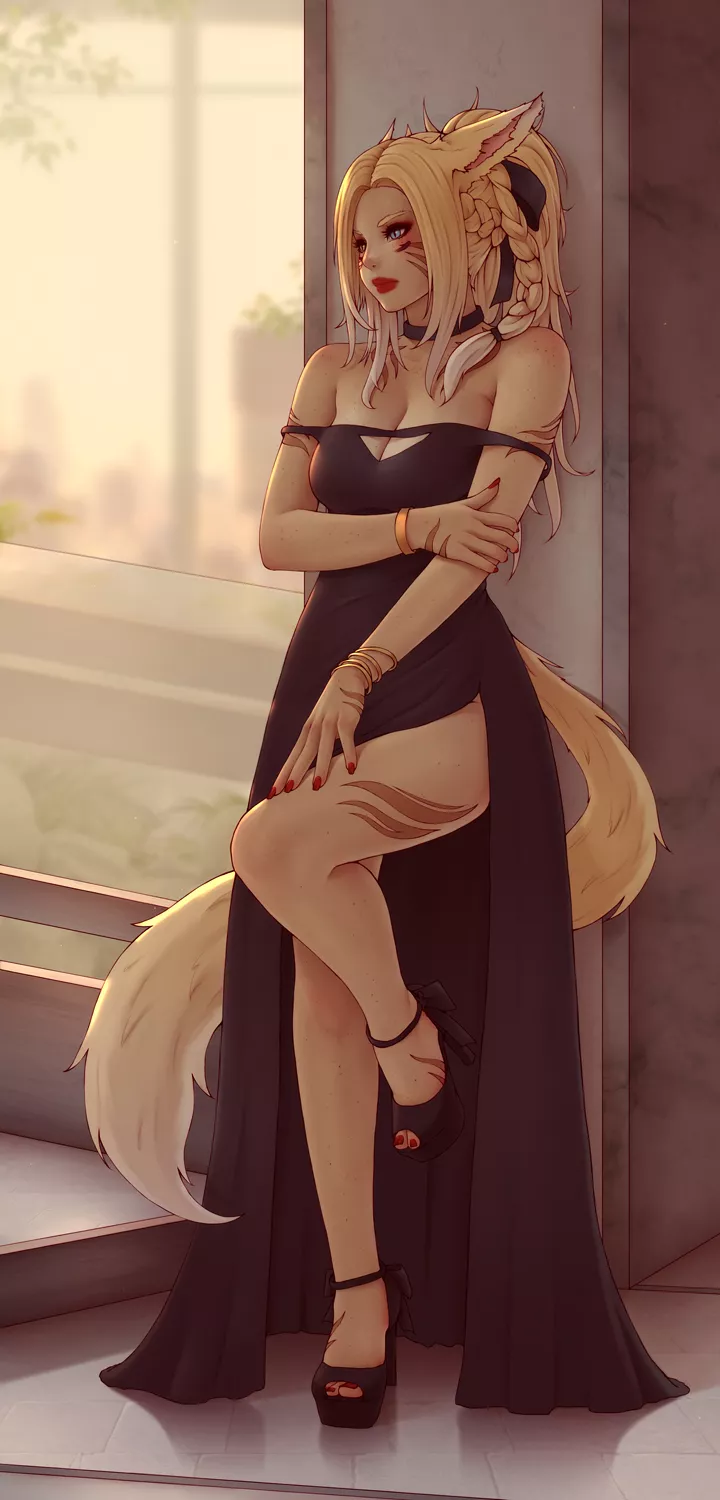 Black Dress Q'letkha ( soranamae ) [Final Fantasy]
