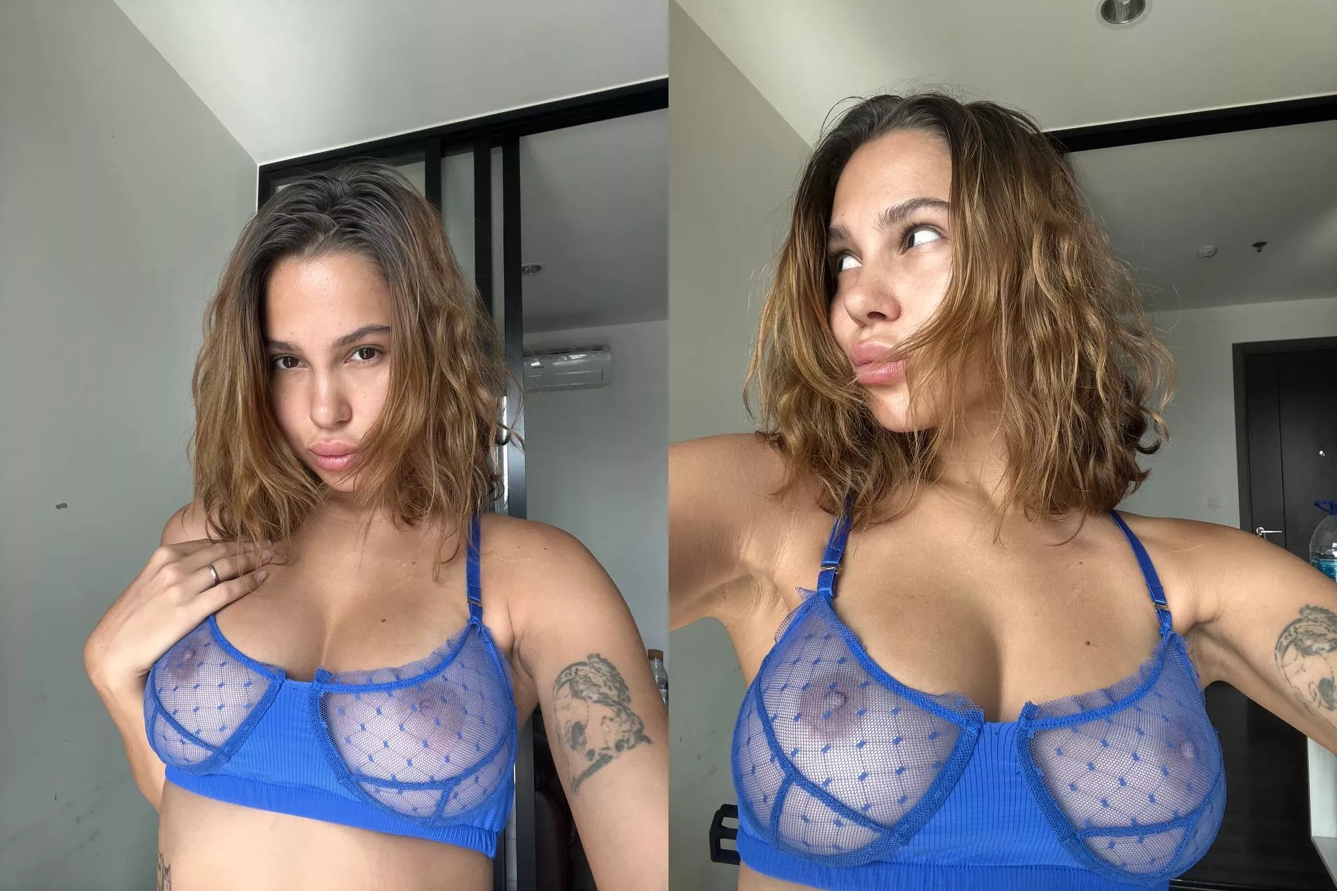 blue bra and your cum is a good combination