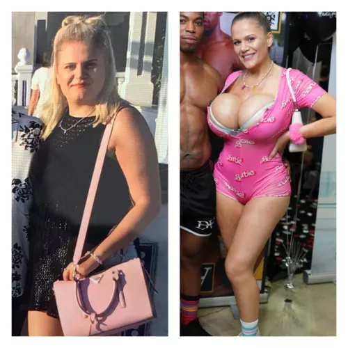 From a shy overweight accountant to a walking sexdoll at a porn convention [oc]