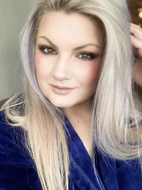 My first post here! In my soft, royal blue bath robe 💙
