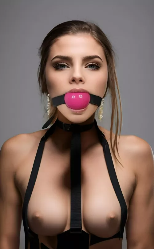 Ball gagged AI girl