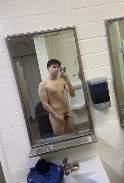 Campground bathrooms after a dip in the lake