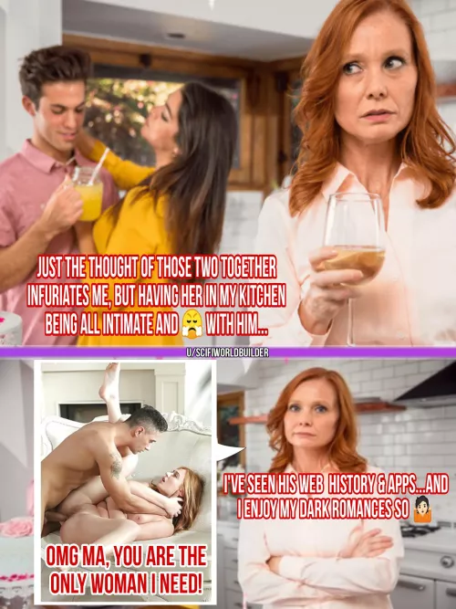 When overhearing how primal and animalistic her son can get... mom's bound to make her own dark erotic romance happen sooner or later!