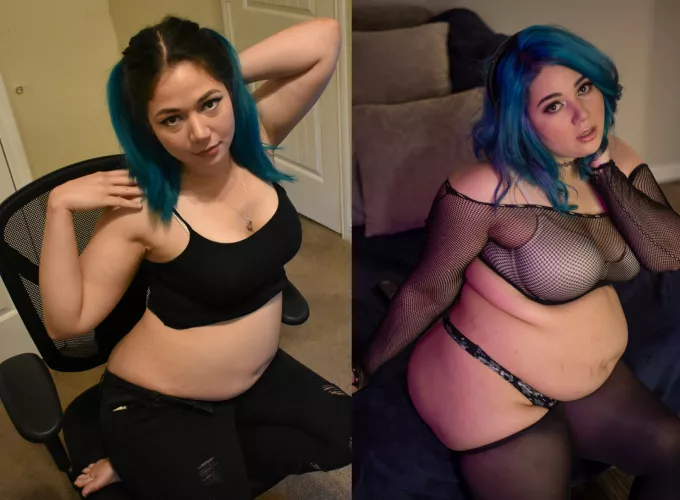 Before pic was from the day my bf asked me to be his feedee