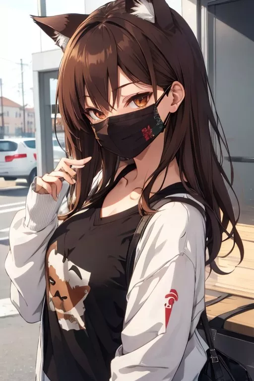 Brown hair Neko with mask