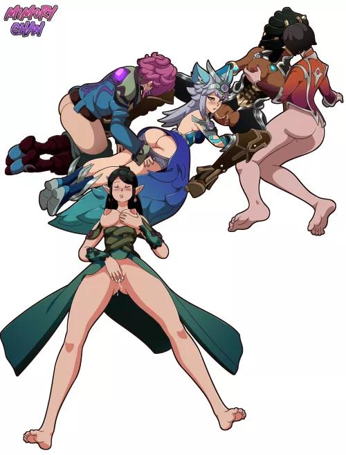 Maeve, Io, Imani, Vivian, and Ying in their own little corner (MimoryChan)