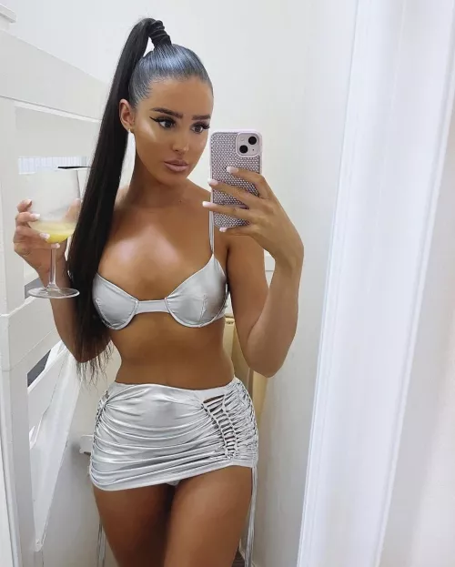 Shiny slut flashing her panties