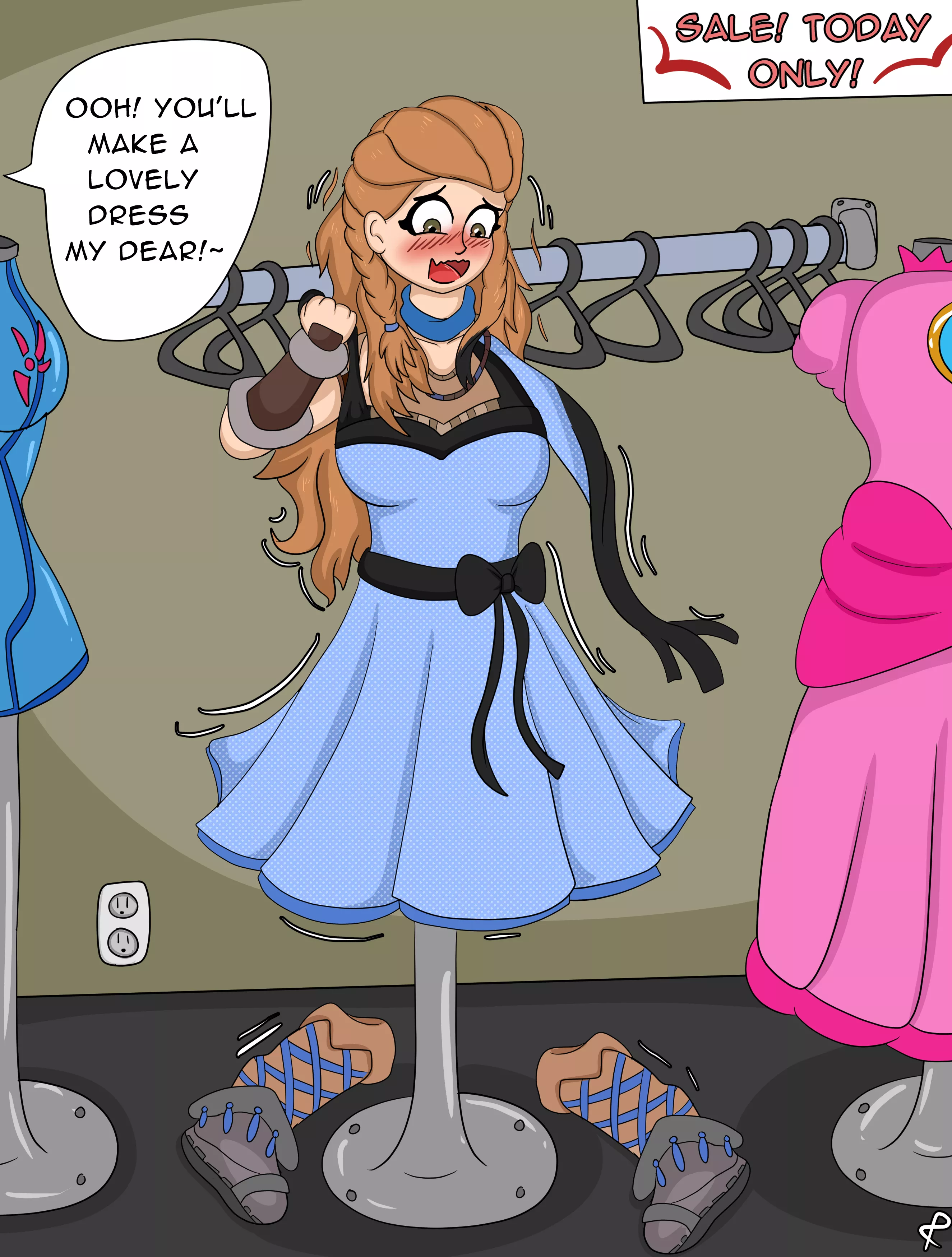 The Dress Shop (Human F Aloy -> Blue Dress) [Horizon Zero Dawn/Forbidden West] by ProjectPorygon