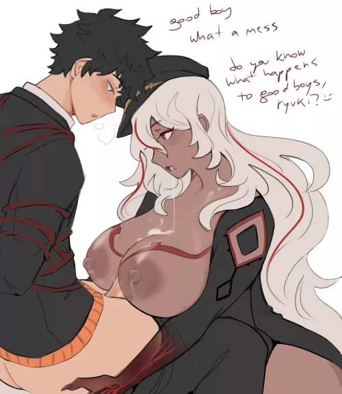 Her good boy makes a mess