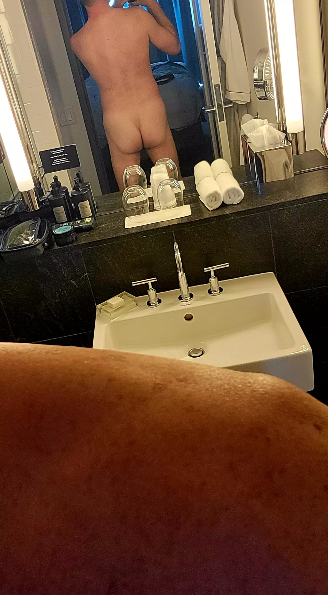 This is how prefer to walk around in my hotel room. 🍑