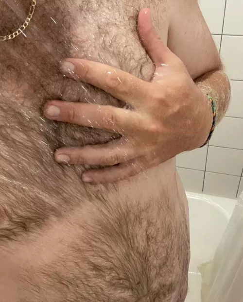 A little shower chest hair
