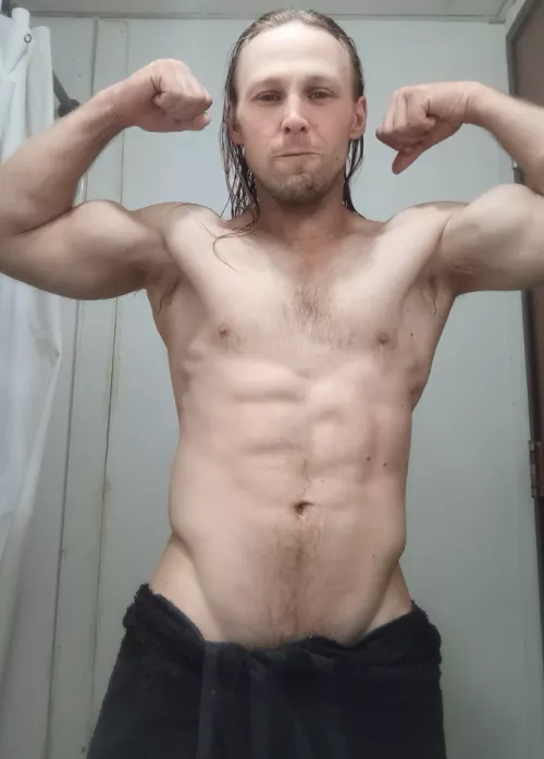 After shower abs and v line