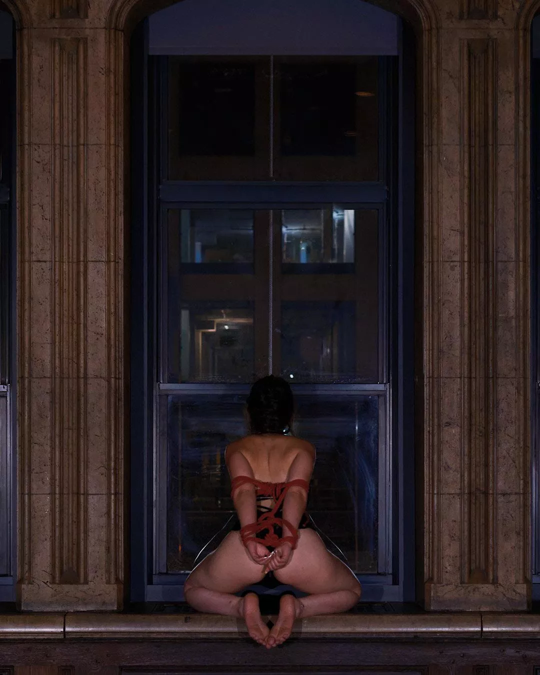 Bound and showing off.