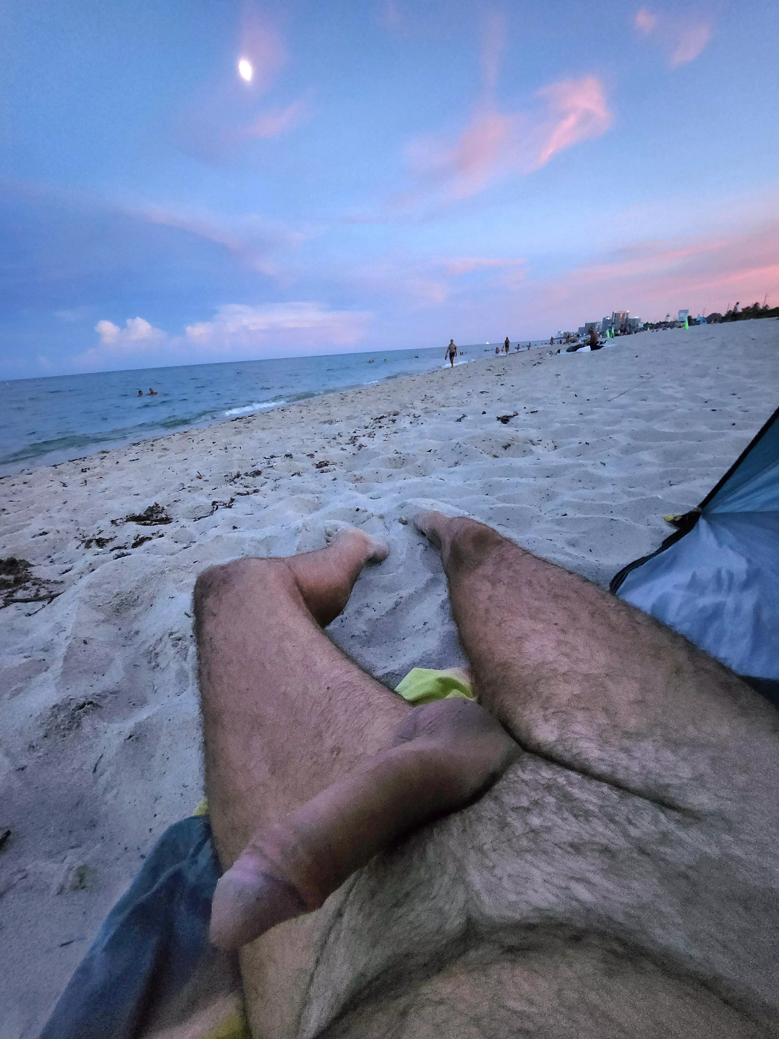 Early evening beach boner