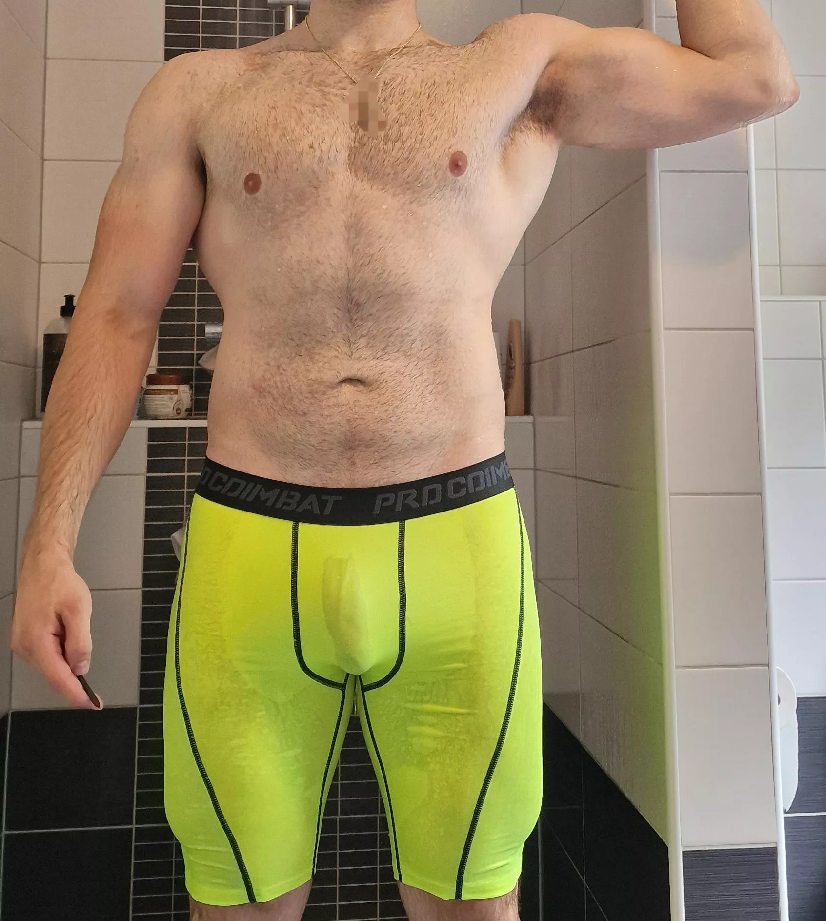 Hopped in the shower with my sweaty compression shorts
