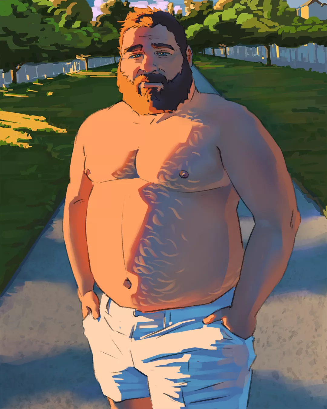 I know this isn't manga, but it's my latest bara artwork! I tried to focus on improving the way I depict light this time.