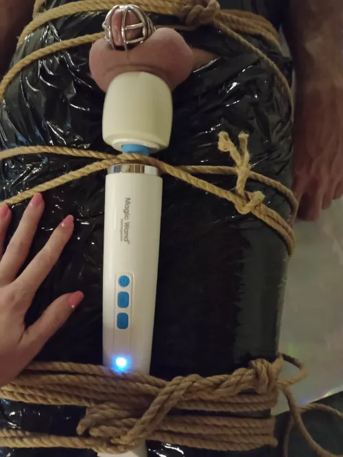 I've bound my partner and I punish his balls.