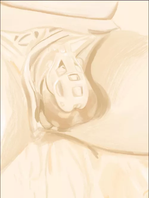 Sketch I made of my locked cock a little while ago